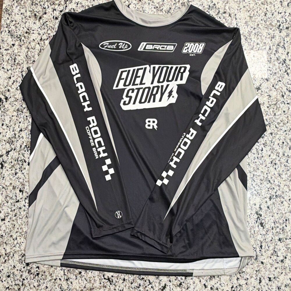 Black Rock Coffee Bar Jersey Mens XL Fuel Your Story Long Sleeve Racing Motor
